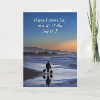 Tarjeta Día del Padre en la Playa con Perros Atardecer Pap