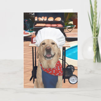 Tarjeta Día del Padre en Laboratorio Amarillo y Perro Grac