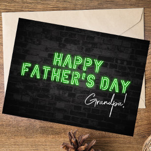 Tarjeta Día del Padre Feliz Abuelo Neon Genial