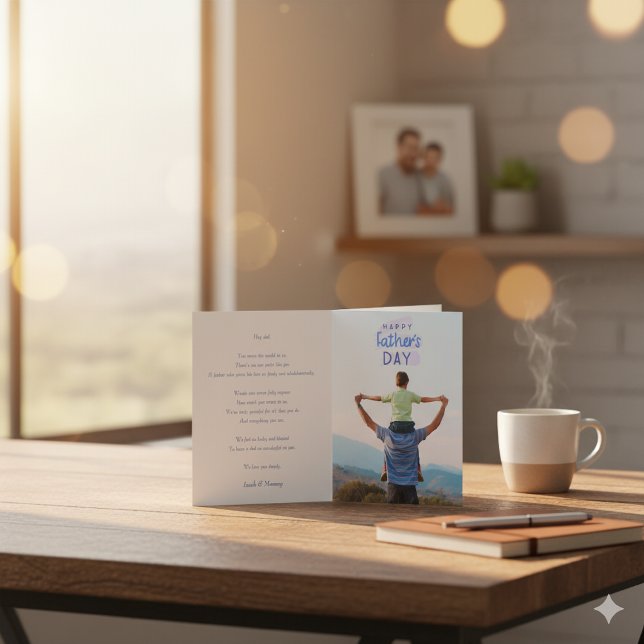 Tarjeta Día del Padre Feliz Elegante Foto Personalizada ,  (Subido por el creador)