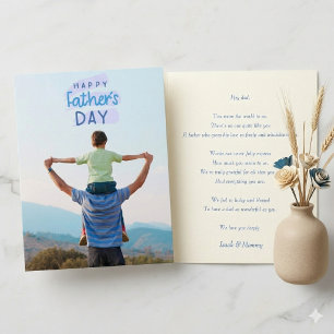 Tarjeta Día del Padre Feliz Elegante Foto Personalizada , 