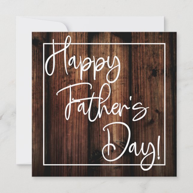 Tarjeta Día del Padre Fondo de Madera Rústica (Anverso)