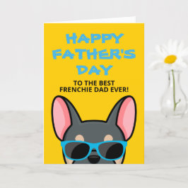 Tarjeta Día del Padre Francés Bulldog Francés Azul Canela