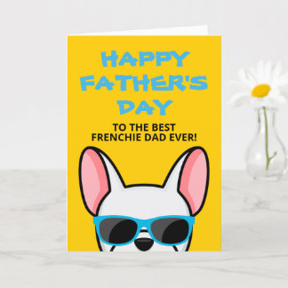 Tarjeta Día del Padre Francés Bulldog Francés Blanco