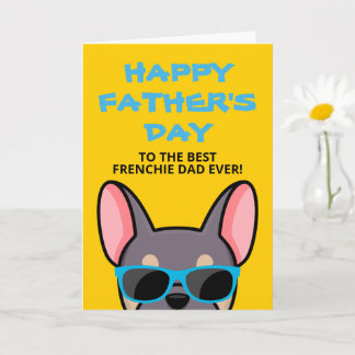 Tarjeta Día del Padre Francés Lila Beige Bulldog Francés