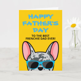 Tarjeta Día del Padre Frenchie Bulldog Azul Merle Francés