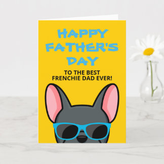 Tarjeta Día del Padre Frenchie Bulldog Francés Azul
