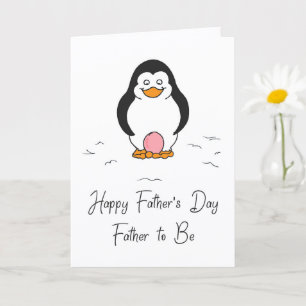 Tarjeta Día del Padre Futuro Padre de una Niña Pingüino co