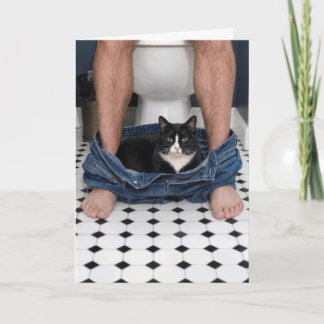 Tarjeta Día del Padre Gato Baño Momento Divertido