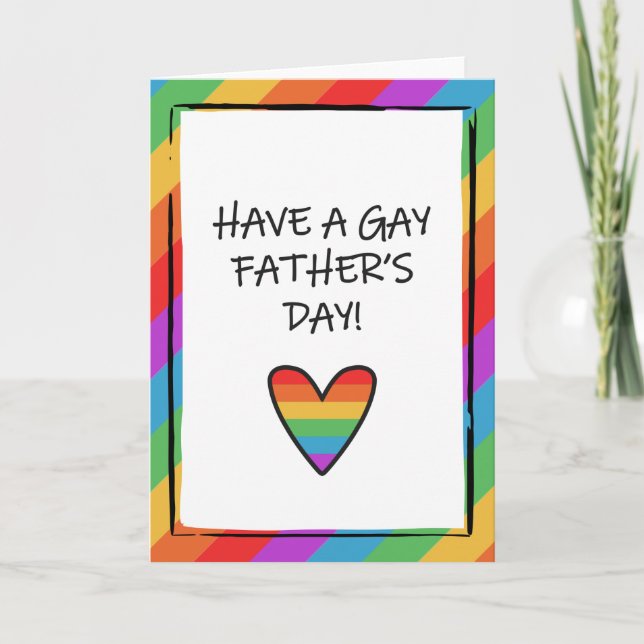 Tarjeta Día del Padre Gay del Corazón del Arcoiris (Anverso)
