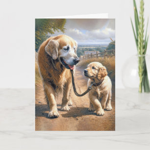 Tarjeta Día del Padre Golden Retrievers