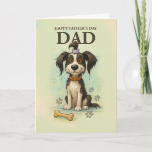 Tarjeta Dia del padre gracioso a papá con un perro raro