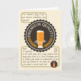 Tarjeta Día del padre gracioso, etiqueta de cerveza retro,
