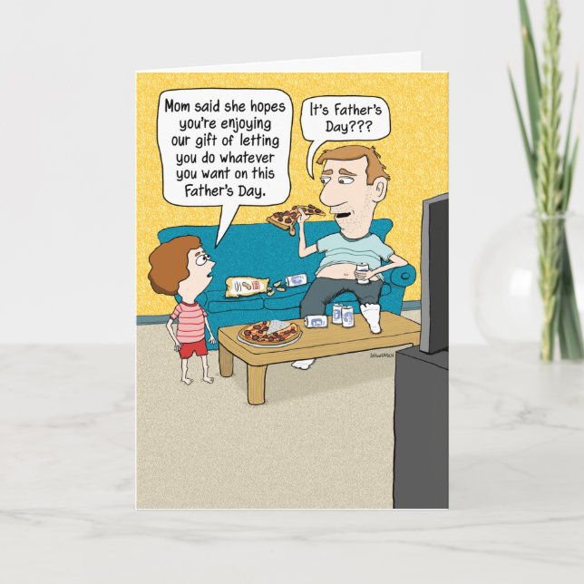 Tarjeta Dia del padre gracioso: Papá perezoso (Anverso)