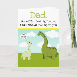 Tarjeta Día del Padre Héroe Dinosaurio Papá Verde Lindo Di