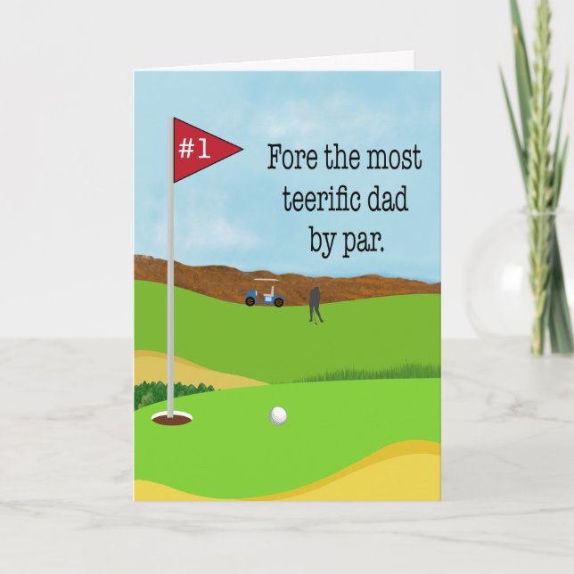 Tarjeta Día del Padre Humor de Golf Pun (Anverso)