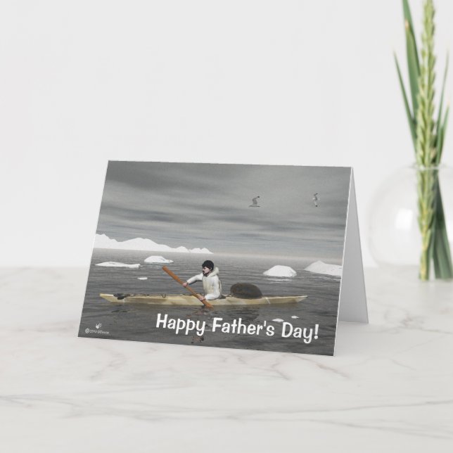 Tarjeta Día del Padre Inuit Kayak (Anverso)