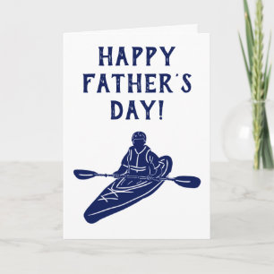 Tarjeta Día del Padre Kayak azul y blanco