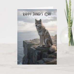 Tarjeta Día del Padre Lobo En un Acantilado Oceánico Rocos
