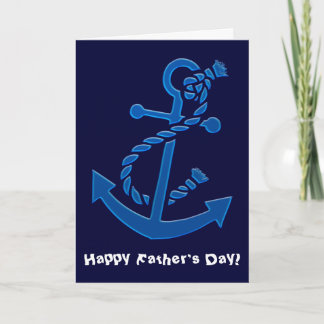 Tarjeta Día del Padre Marítimo Náutico Ancla del Barco Azu