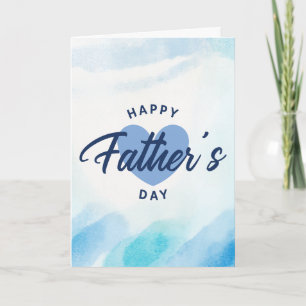Tarjeta Día del Padre Minimalista Feliz Aquarela Azul