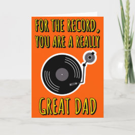 Tarjeta Día del Padre, Naranja del Libro de Vinyl Lover