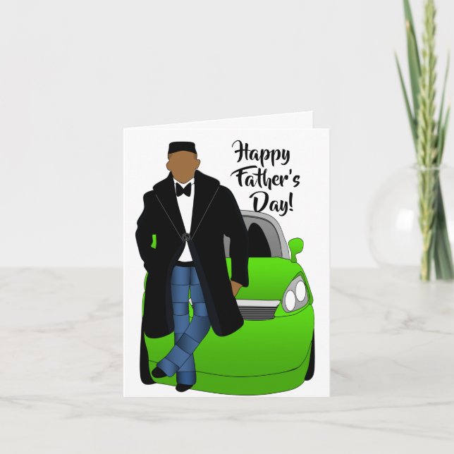 Tarjeta Día del Padre Negro, papá de afroamericanos y empa (Anverso)
