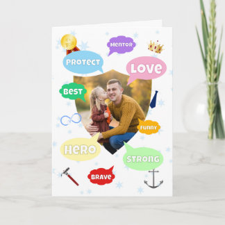 Tarjeta Día del Padre Nubes de Palabras Foto Mejor Papá Pa