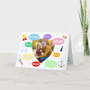 Tarjeta Día del Padre Nubes de palabras Foto Mejor Papá Pa