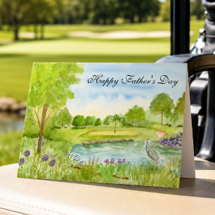 Tarjeta Día del Padre Pacífico Campo de Golf con Garza 