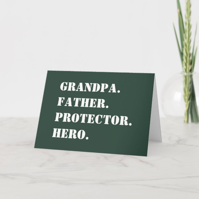 Tarjeta Día del Padre Padre Abuelo Protector Hero Textos D (Anverso)
