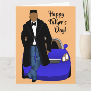 Tarjeta Día del Padre Papá Afroamericano Abrigo Negro