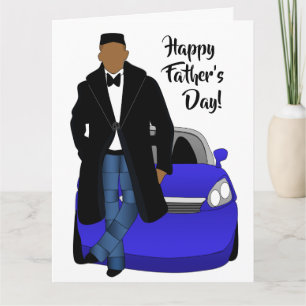 Tarjeta Día del Padre Papá Afroamericano Abrigo Negro