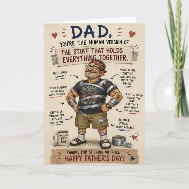 Tarjeta Día del Padre: Papá Arregla Todo (Anverso)
