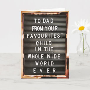 Tarjeta Día del padre papá hijo favorito Happy Birthday