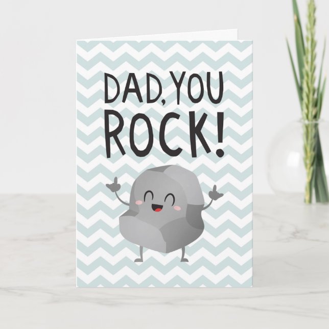 Tarjeta Día del padre papá tu rock divertido kawaii lindo  (Anverso)