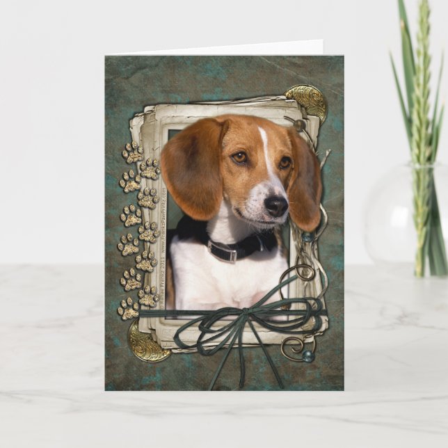 Tarjeta Día del Padre - Papas de piedra - Beagle (Anverso)