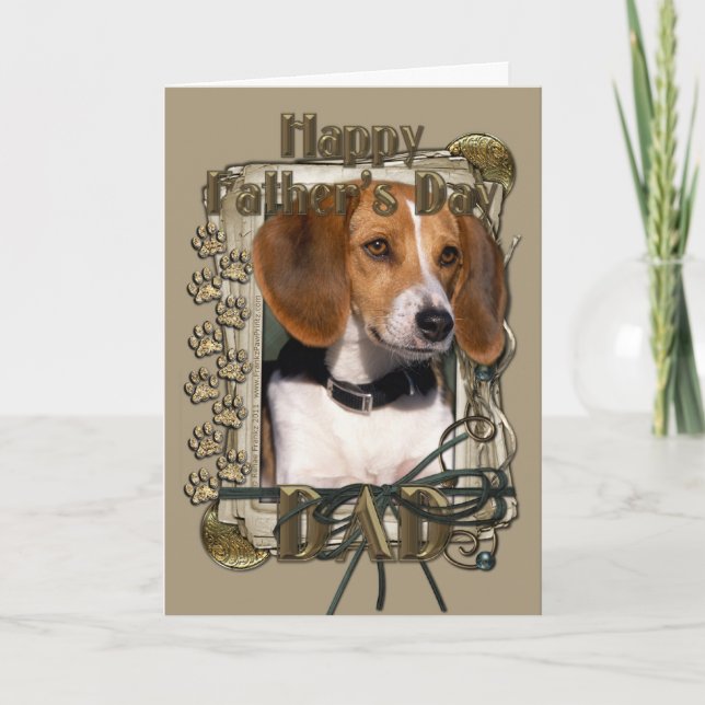 Tarjeta Día del Padre - Papas de piedra - Beagle (Anverso)