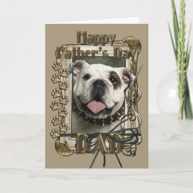 Tarjeta Día del Padre - Papas de piedra - Bulldog (Anverso)
