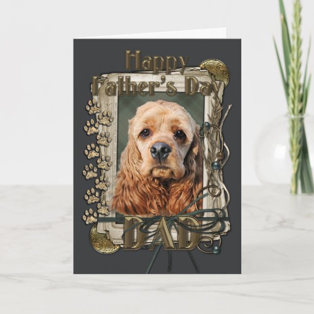 Tarjeta Día del Padre - Papas de piedra - Cocker Spaniel (Anverso)