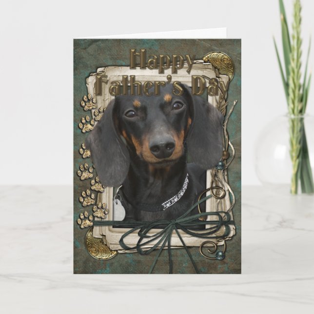 Tarjeta Día del Padre - Papas de piedra - Dachshund - Wins (Anverso)