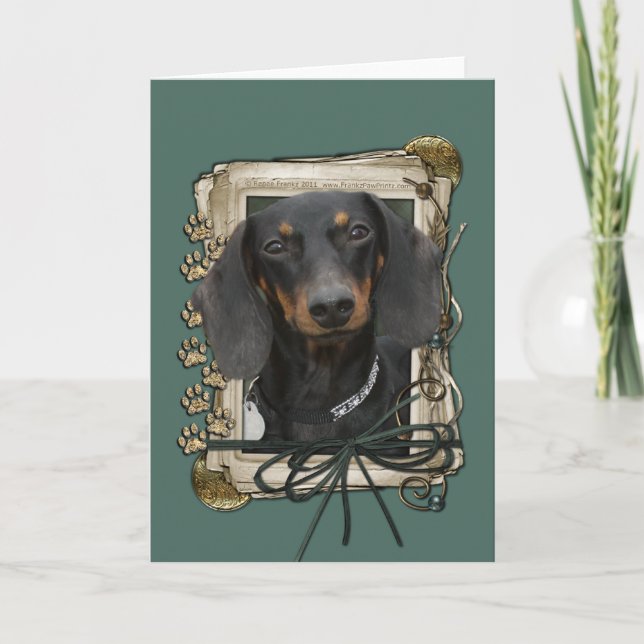 Tarjeta Día del Padre - Papas de piedra - Dachshund - Wins (Anverso)