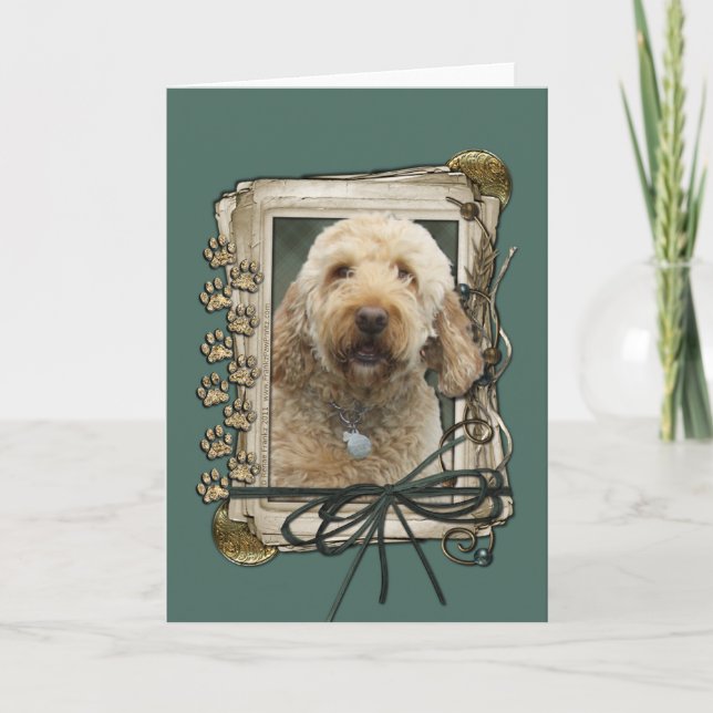 Tarjeta Día del Padre - Papas de piedra - Golden Doodle (Anverso)