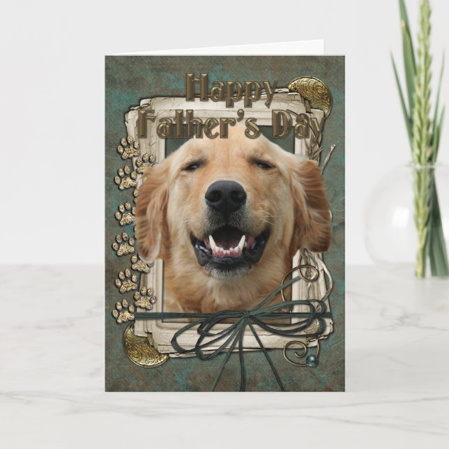 Tarjeta Día del Padre - Papas de piedra - Golden Retriever (Anverso)