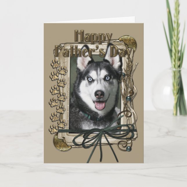 Tarjeta Día del Padre - Papas de piedra - Husky Siberiano (Anverso)