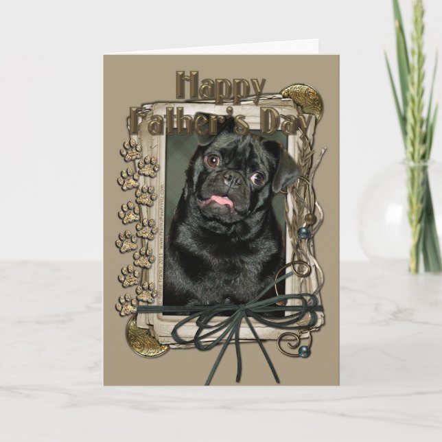 Tarjeta Día del Padre - Papas de piedra - Pug - Ruffy (Anverso)