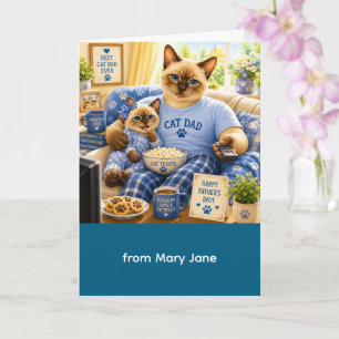 Tarjeta Día del Padre para amantes de gatos y papás felino