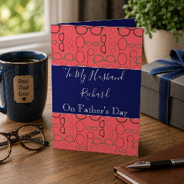 Tarjeta Día del Padre para el Esposo Rojo y Azul