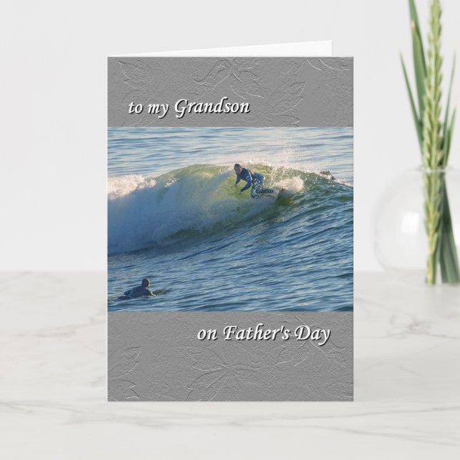 Tarjeta Día del Padre para el Nieto - Surf (Anverso)