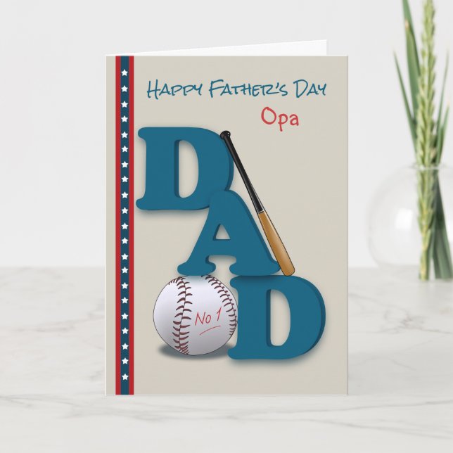 Tarjeta Día del Padre para el Opa Baseball No.1 Dad (Anverso)